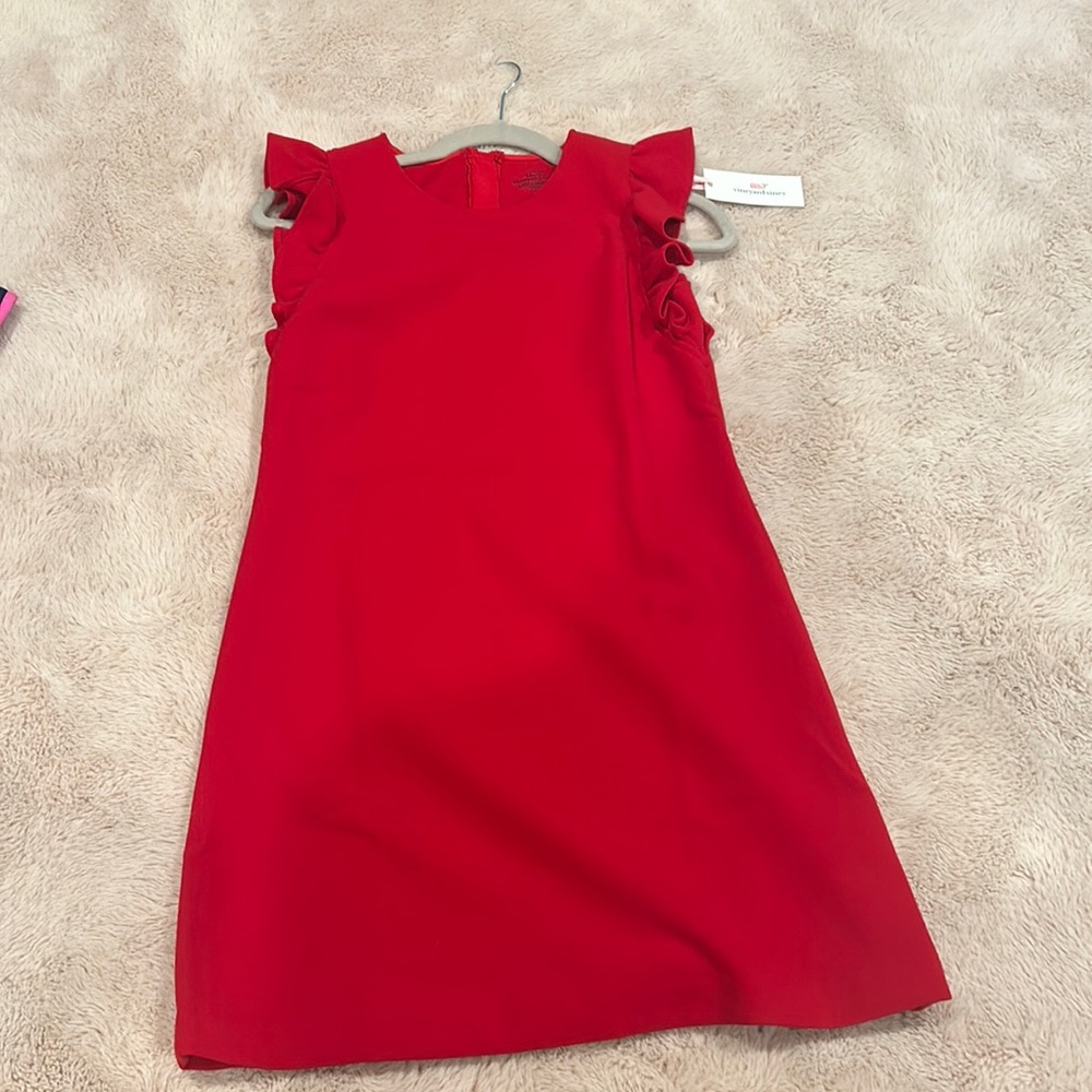 Red Ponte Flutter Sleeve Dress